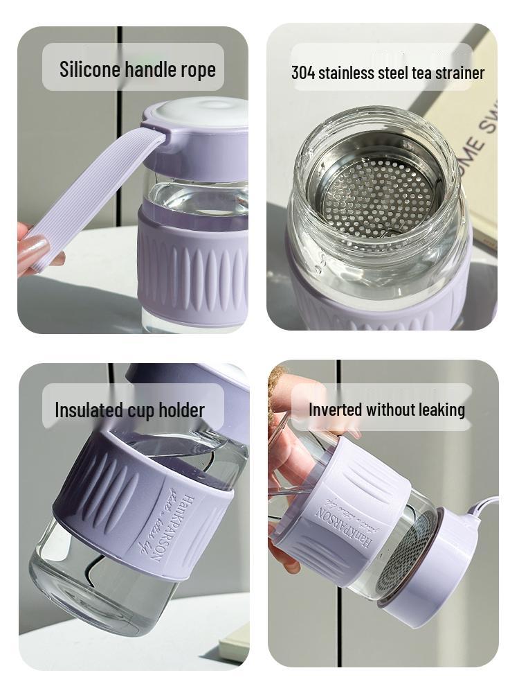 2026 Trendy Heat-Resistant Glass Cup for Girls, Stylish & Portable, Perfect for Brewing Flower Tea, Includes Tea Infuser