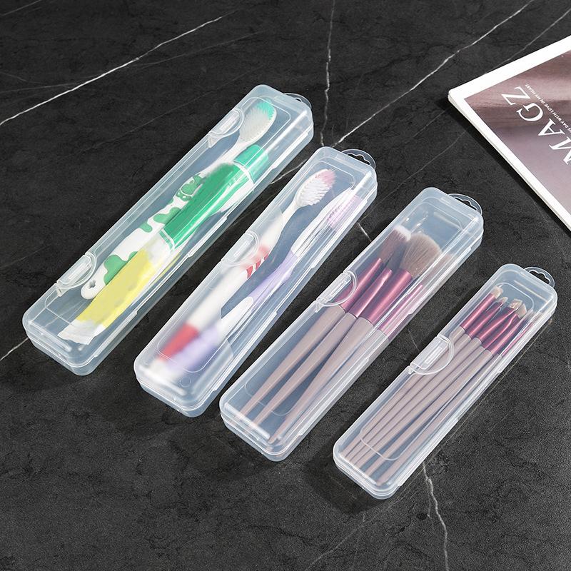 1Pc Portable Makeup Brush Organizer Eyebrow Pencil Tableware Chopsticks Transparent With Cover Storage Box Kitchen Accessories