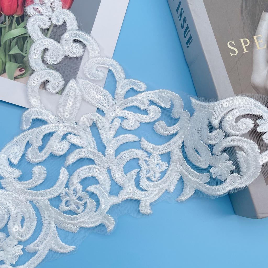 50Yard Bead Large Barcode Car Bone Heavy Industry Lace Fabric Clothing Accessories Polyester Silk Embroidery Lace