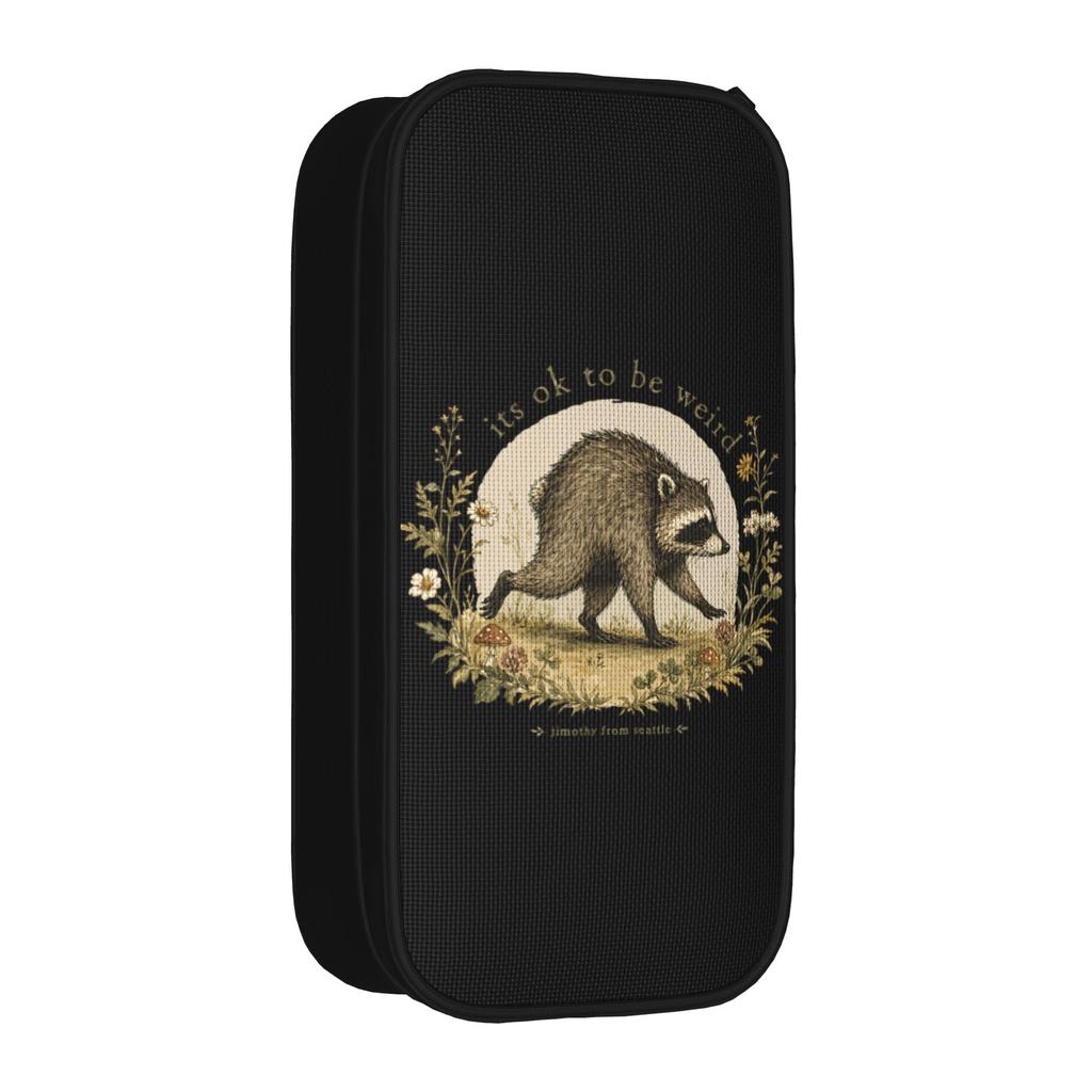 Jimothy Seattle OK to Be Weird Raccoon Pencil Case Cottagecore Pen Bags Student Large Storage School Pencilcases Accessories