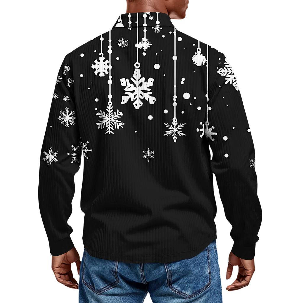 Men's Casual Style Solid Color Loose  Shirt Long-sleeved Top