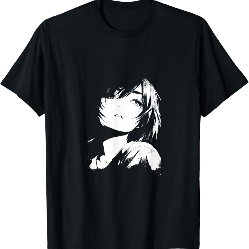 Cyberpunk Anime Girl VIII (Black and White) T-Shirt