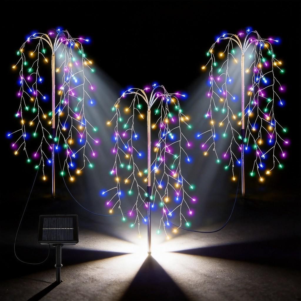 Solar Ground Inset Firework Led Landscape Light Waterproof Yard Decor For Garden