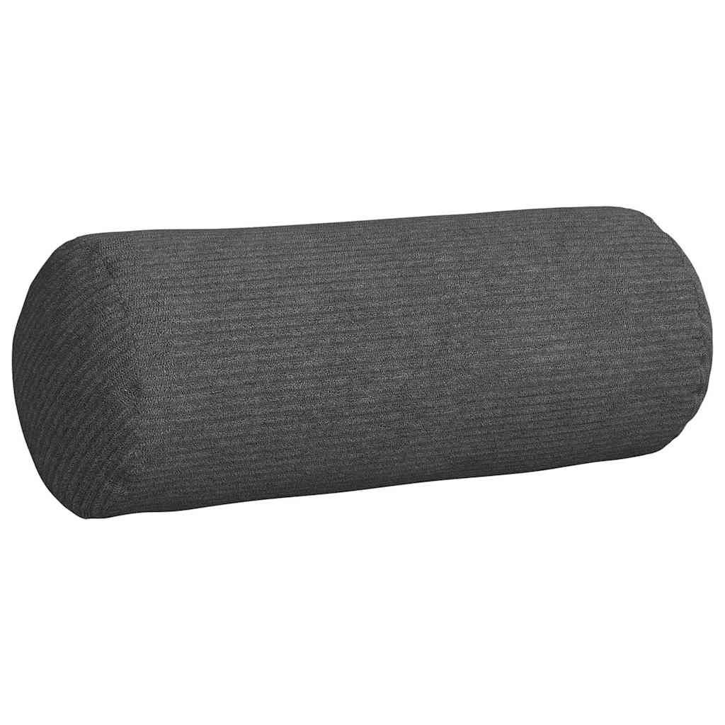 Bolster Cushions 2 pcs Dark Grey Ø 15 x 40 cm Cord Fabric