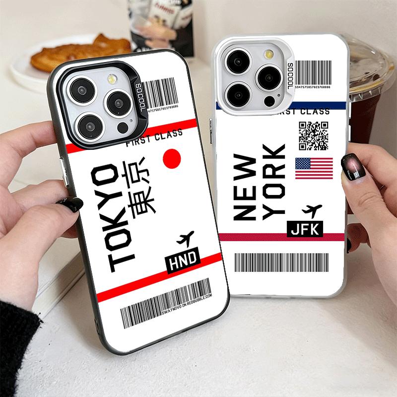 Travel Air Ticket Label Shockproof Phone Case for iPhone 17 Air 16 16E 15 Pro Max 14 Plus 13 Mini 12 Back Cover Anti Fall Fundas