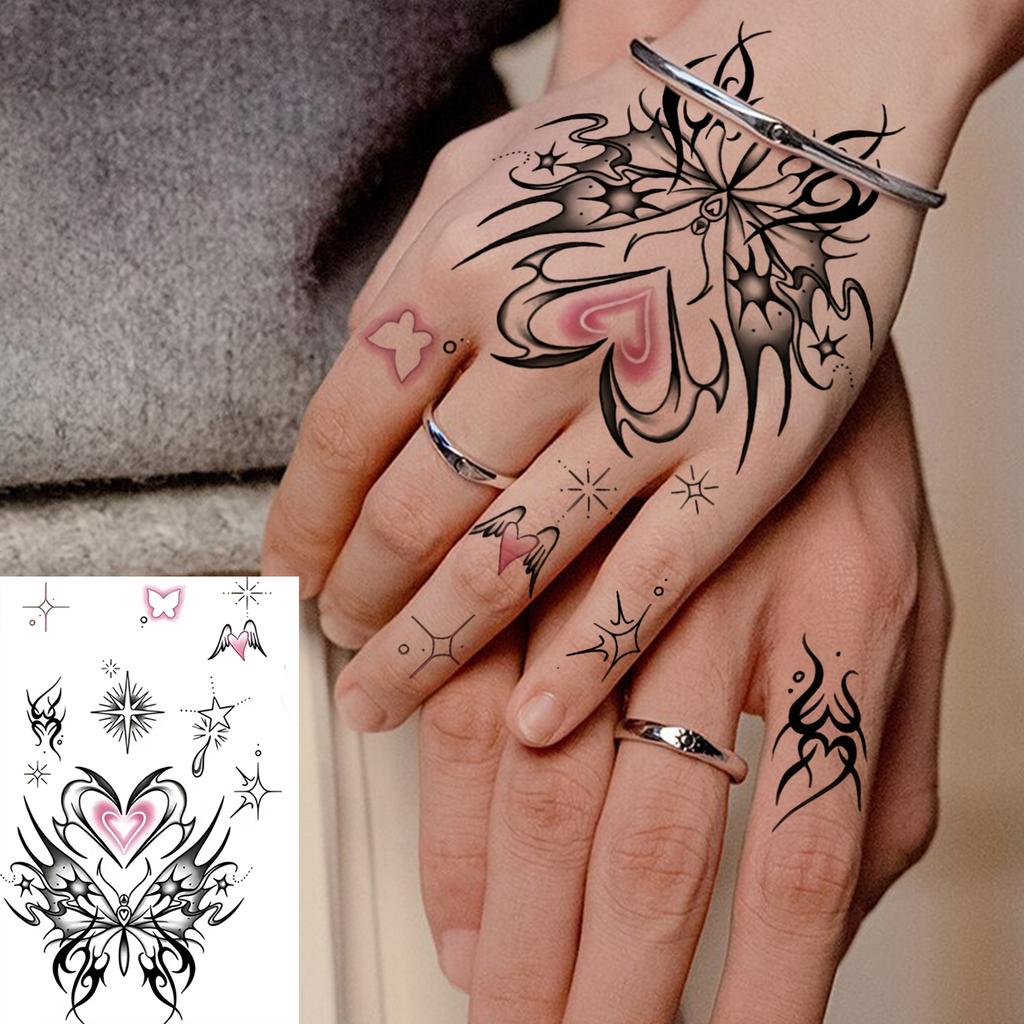 1 Vel Skelet Doornen Anker Tijdelijke Tattoos Voor Volwassen Hand Nek, Halloween Nep Tattoo Sticker Langdurig Realistisch Tatoo