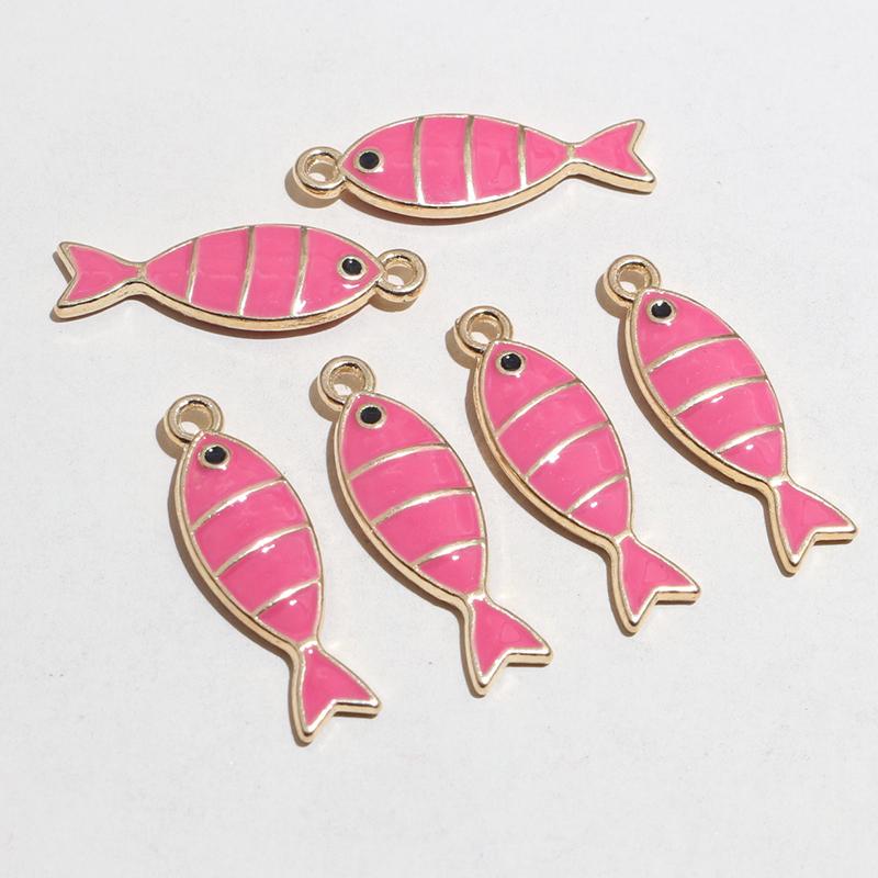 20pcs 23x7mm Enamel Fish Charms Pendant DIY Jewelry Making Accessories Findings for Earrings Necklace Bracelets