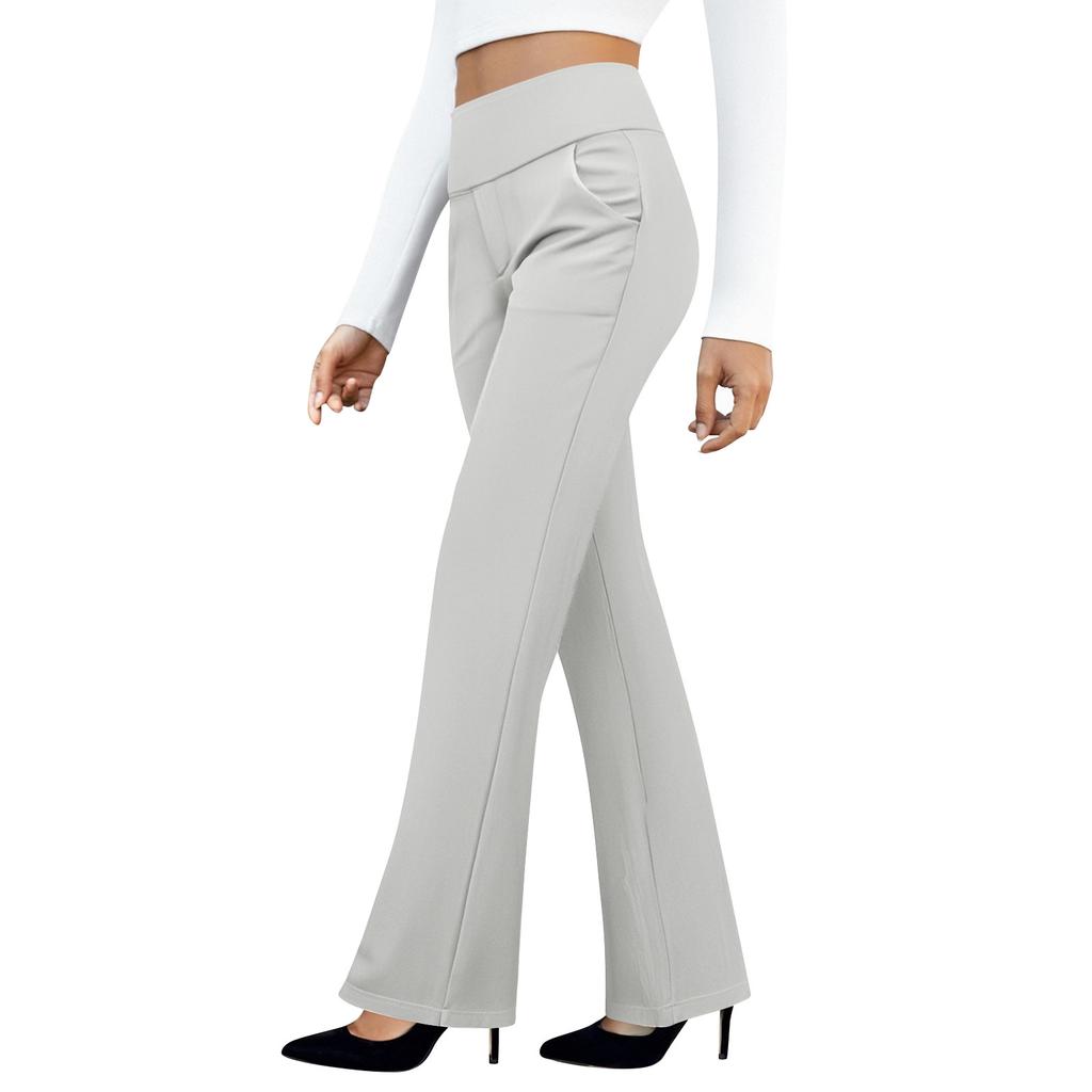 Dame Yoga Bukser Casual Bukser Slacks Med Lommer Høy Midje