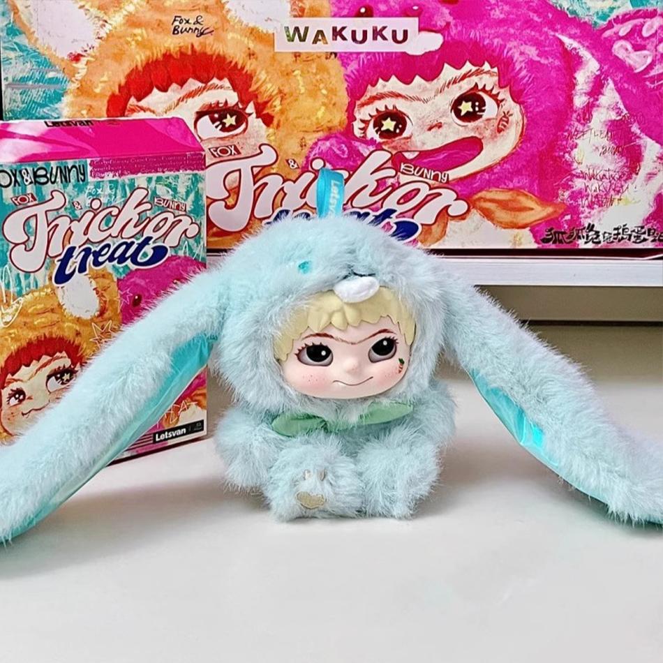 Wakuku FoxandBunny Trickor Treat Blind Box Cute Action Figure Mystery Box Fox Bunny Anime Doll Keychain Kid Suprise Christmas High Quality Toys