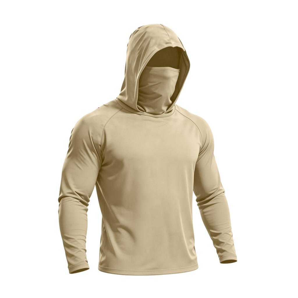 Men's Lightweight Long Sleeve Hooded Shirt Sun Athletic Pullover for Outdoor Sports Fishing and Fitness Activities