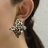 Square Twist Pleated Earrings Simple Fashion Metal Leopard Print Irregular Print Stud Earrings Female