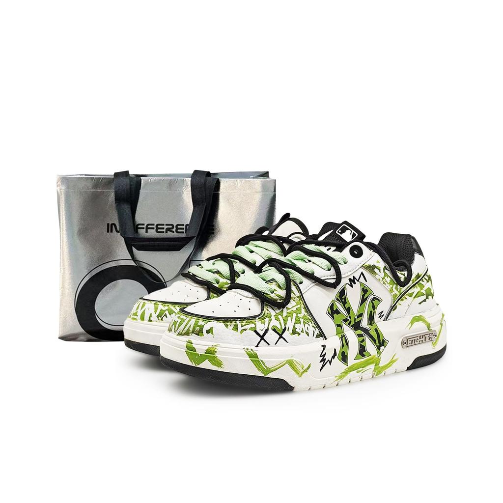 MLB Chunky Liner Abrasion Resistant Low top Skateboard Shoes Unisex White Green 3ASXCA12N-50WHS(Team486- 2 S)