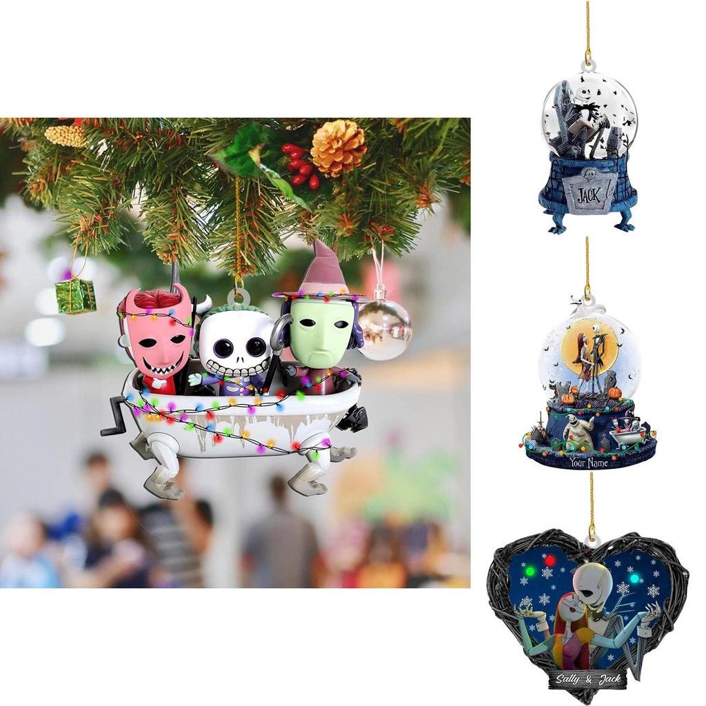 Nightmare Before Christmas Jack Sally Xmas Tree Acrylic Pendant Decoration