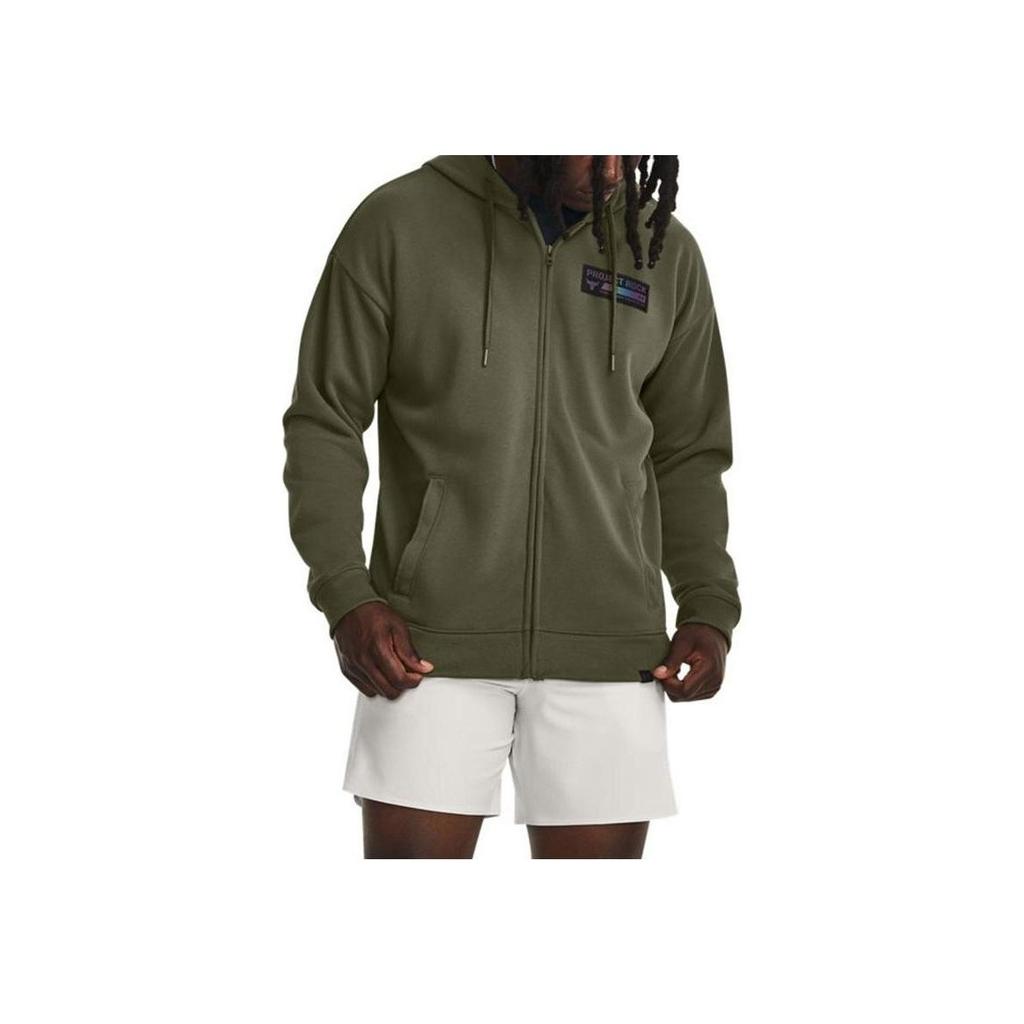 Under Armour Johnson Series Solid High Weight Cotton Knit Sports Zip-Up Hoodie Men hoodies Green 1380151-390