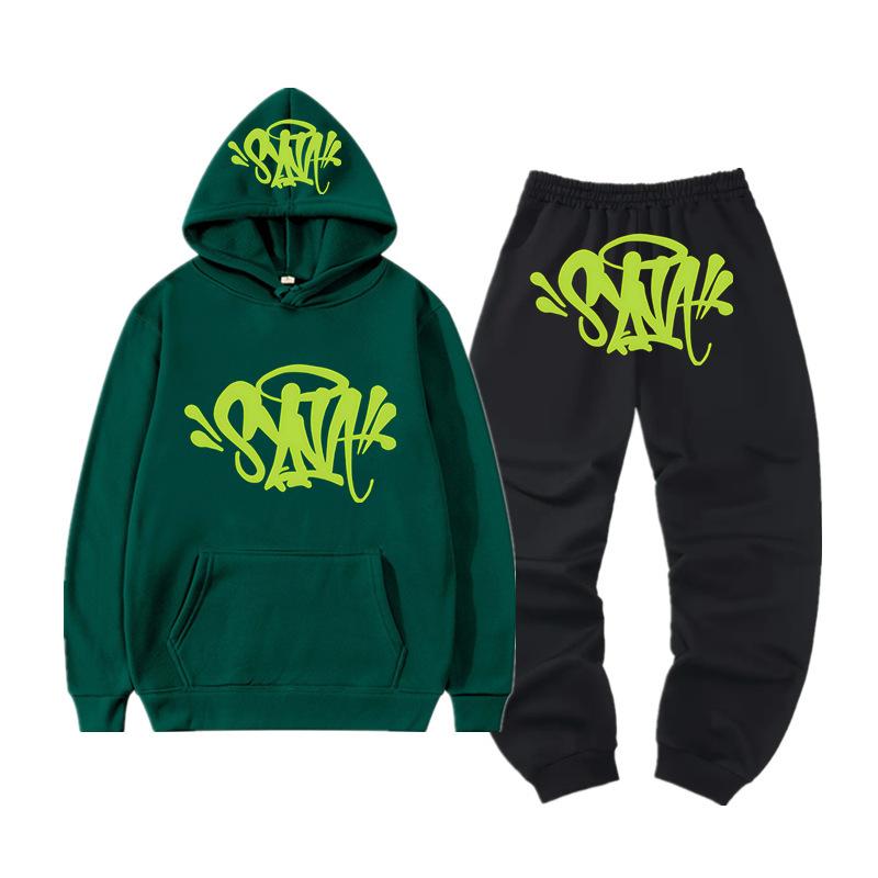 SynaWord High Street Fashion Brand Suit Male Trend Hip Hoodie Syna Printed Sweater Suit