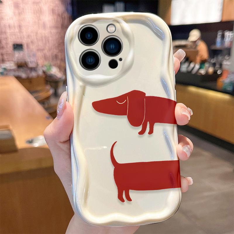 Trendy Simple Dachshund Puppy Case for iPhone 17 16 E 15 14 13 12 Mini 11 Pro Max 8 7 Plus Soft Silicone Washable Covers Funda