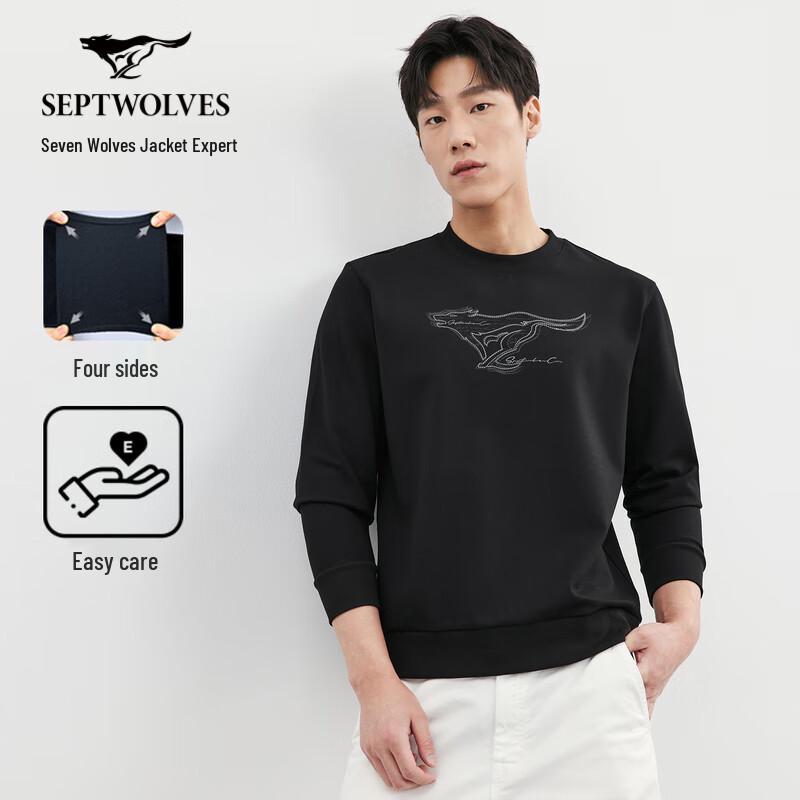 SEPTWOLVES Men's Four-Way Stretch Easy Care Pullover with Wolf Logo