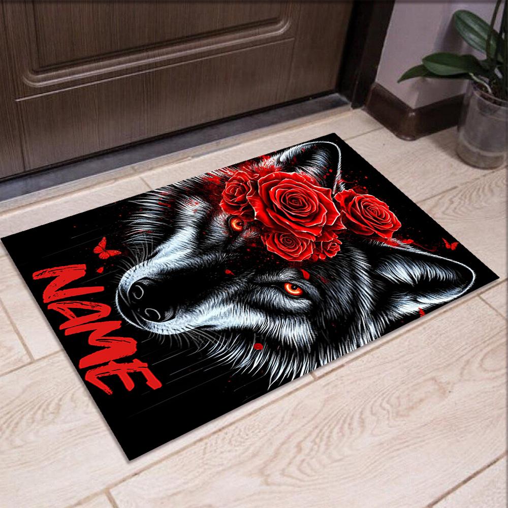 Custom Name Wolf Printed Carpet,Rug for Office Chair Living Room Bedroom Kitchen Room Decor Gifts.