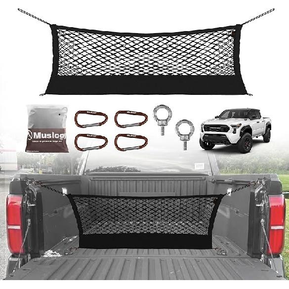 Muslogy Truck Bed Cargo Net Compatible With Honda Ridgeline 2017-2024 2025 Accessories Storage Organizer Pickup Truck Bed Envelope Style Cargo Net