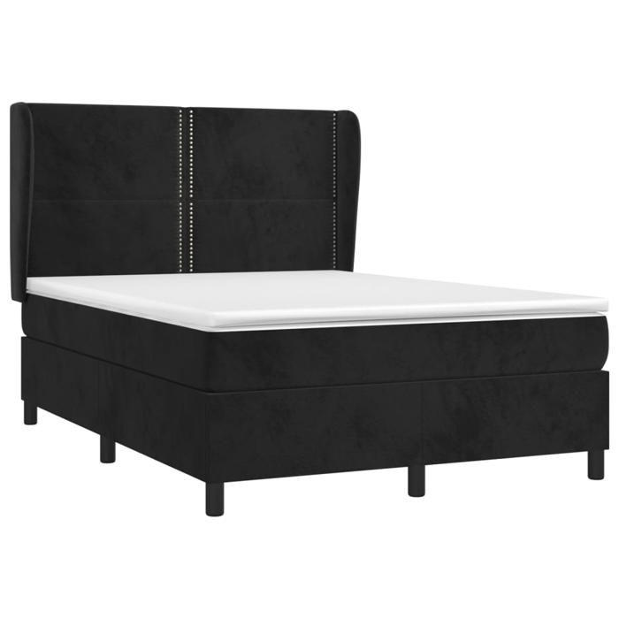 3129155 vidaXL Divan Bed with Mattress Black 140x200 Cm Velvet