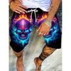 Herrenshorts in Übergröße - Herren Strandshorts mit Totenkopf- und Flammen-Print - Atmungsaktives Schnelltrocknendes Gewebe