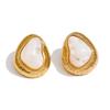 Yhpup Candy Multi-Color Resin Acrylic Heart Stud Earrings Golden Stainless Steel Exquisite Jewelry Blue White Pink Purple Green