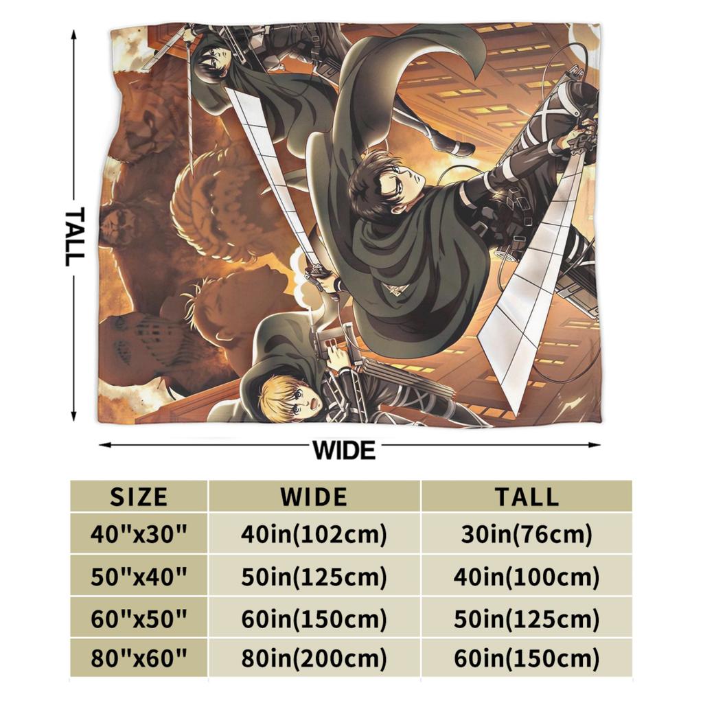 Attack On Titan Eren Anime Cartoon Knitted Blankets Fighter Wool Throw Blanket Home Print Lightweight Bedspreads Multi-function