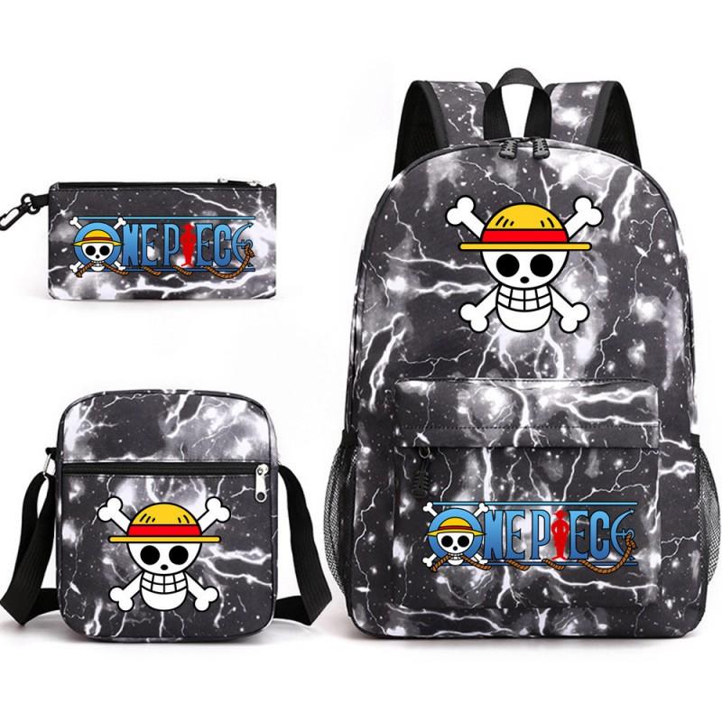 One Piece Anime Backpack Kids School Use Large Capacity Oxford Fabric Dual Shoulder Bag With Padded Straps