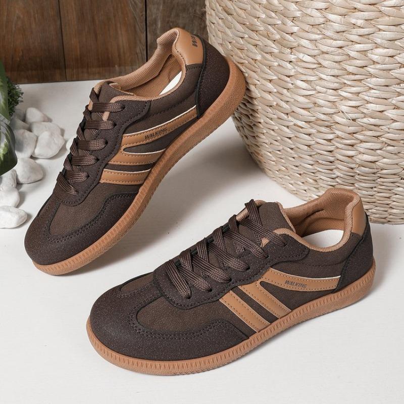 

Новая плоская повседневная обувь De Xun для женщин, ретро спортивная повседневная обувь на шнуровке 42 кофейный