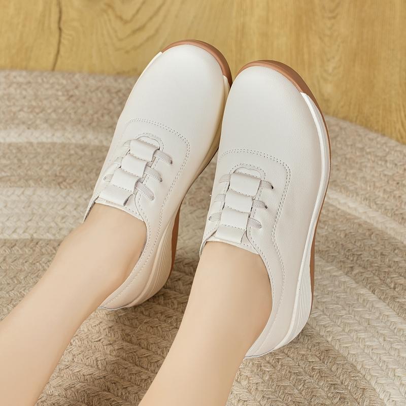 New Style Perforated Breathable Women's Summer Casual Shoes with Wedge Heels and Thick Soles