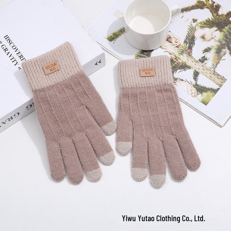

Women s Alpaca Wool Fleece-Lined Touchscreen Gloves - Full Finger, Thick, Warm, Korean Style, Winter Cycling & Couples Edition. хакі