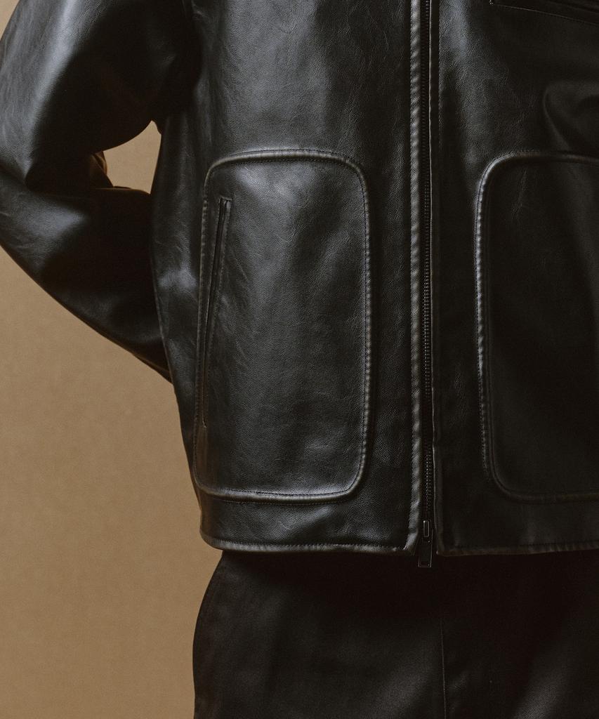 Musinsa Standard Faded Synthetic Leather Drizzler Jacket [Black]