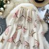 Summer Women Sequined Embroidery Dragonflies Mesh Skirt