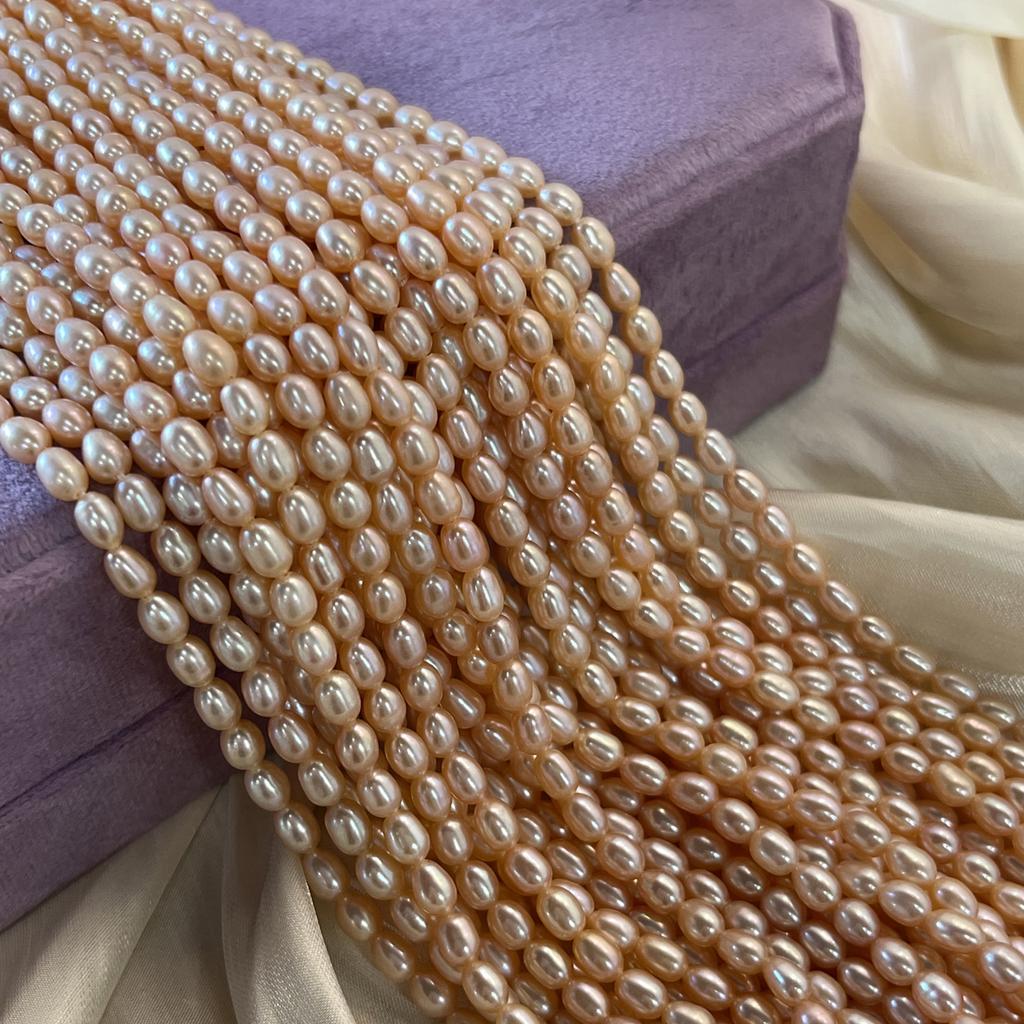 1String, Yellow Natural Freshwater Pearls, Handmade Flat Pearl Beads for Jewelry Making DIY Crafts (Beads 4-5mm, Length 36cm)