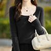 Slim Fit U-Neck Cashmere Sweater: Women's Elegant Spring/Autumn Knitwear Pullover