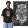 DH OWL Printed 100% Cotton Acid Washed Exclusive Graphic Unisex T Shirt Cool Vintage Streetwear Men Tshirts Big Size Tee for Men