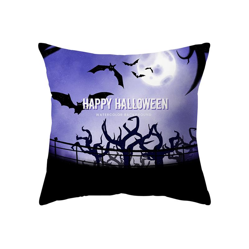 Horror Halloween Bat Pumpkin Print Pattern Cushion Cover Home Living Room Sofa Decoration Polyester Pillow Pillow Cover