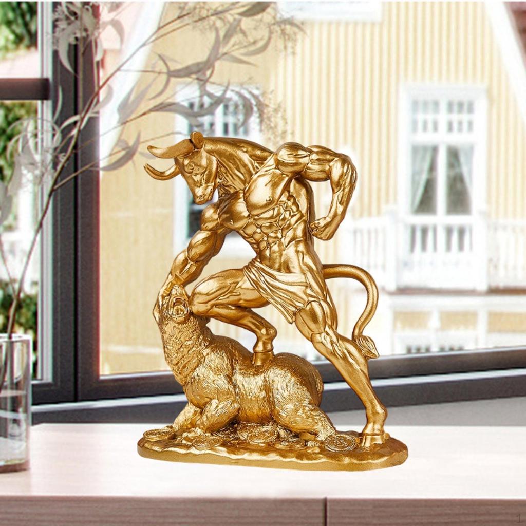 Statue Animal Sculpture Ornament Decorative Home Office Decor Resin Figurine for Stock Market Lovers