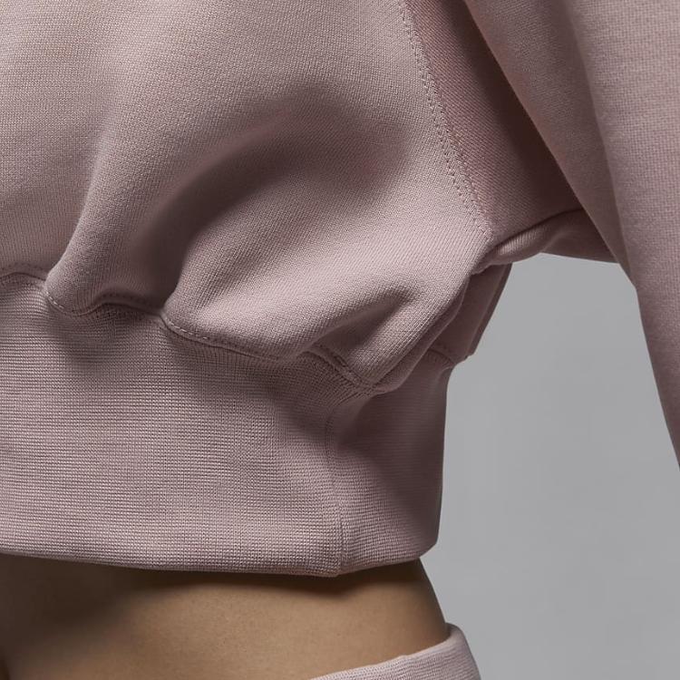 Jordan Flight Fleece Loose Fit Short Sweatshirt Women tops Oxford-Pink FV7153-601
