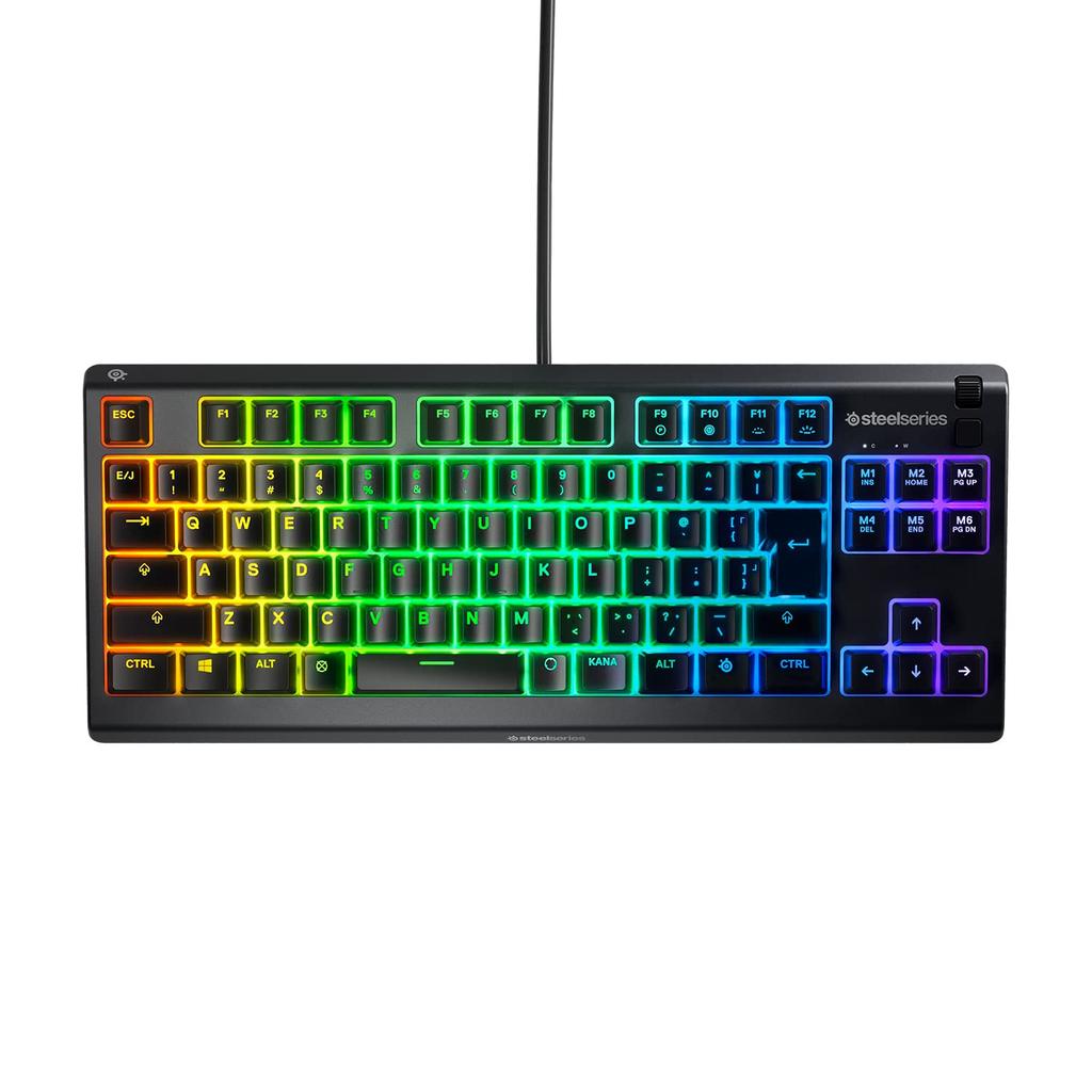SteelSeries Apex 3 TKL Gaming Keyboard, Tenkeyless, Wired, Japanese Layout, Silent Switches, IP32 Water Resistant, 24-Key Simultaneous Pressing, Black