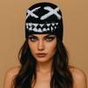 Halloween Y2K Knitted Hat Streetwear Black White Pullover Cap Jacquard Woolen Hat  Outdoor