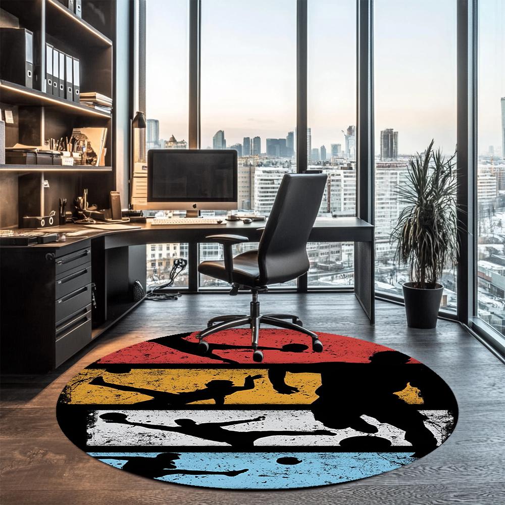 Soccer Printed Round Rug Carpet Chair Rug Area Rug Entryway Doormats,for Office Chair Living Room Bedroom Kitchen Room.