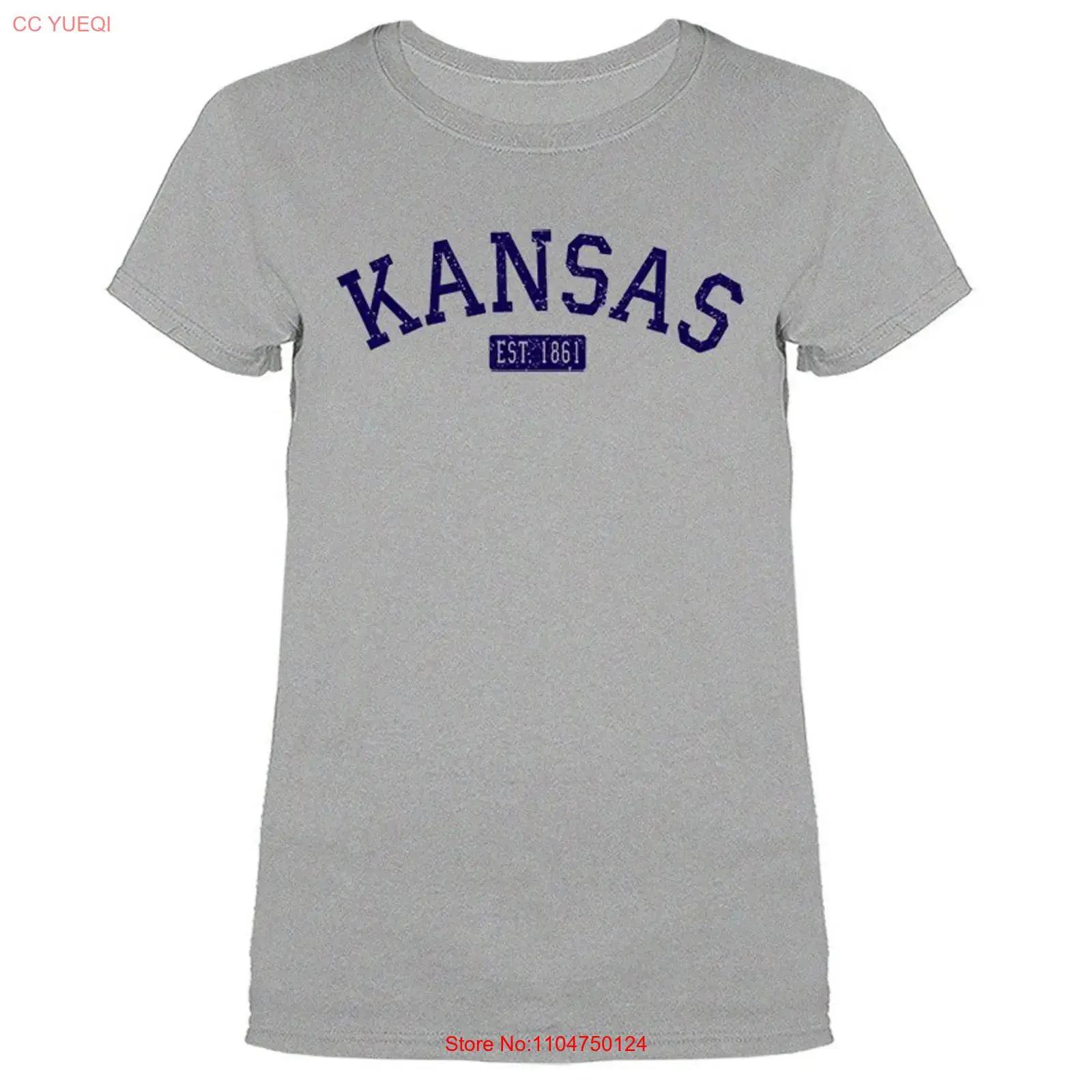 State of Kansas KS Est 1861 Women s T shirt vintage Washed Soft Comfortable Top For Everyday Wear Breathable fashion Slightly S разноцветный