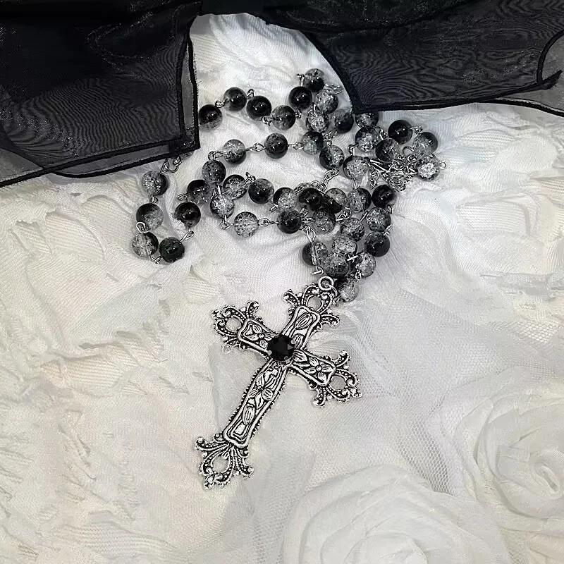 Gothic Cross Pendant Necklace With Alloy Chain For Men And Women