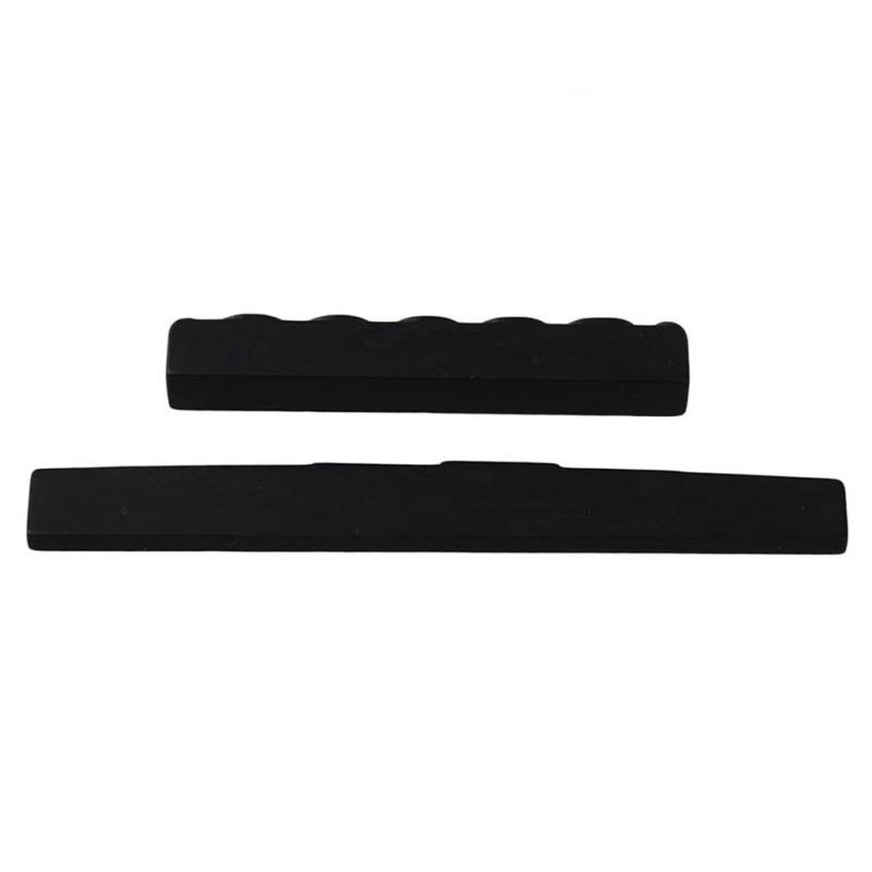 2 Pcs/set Saddle Nut Ebony Upper Nut(52x6x9mm) + Saddle (80x3x9/8mm) for Classical Guitar