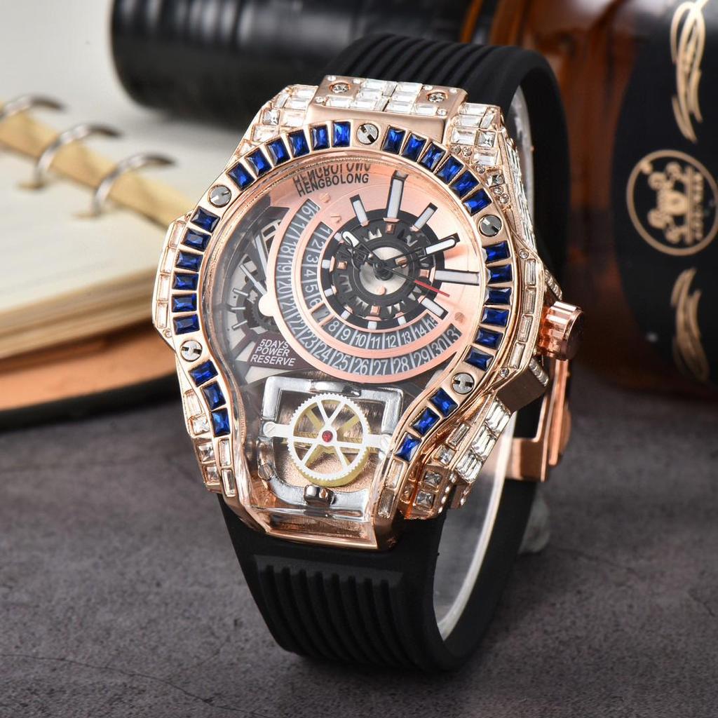 Men's Quartz Watch with Three-Needle Design, Sports Style, Irregular Full Diamond Shape, Similar to Jason Statham's Watch in Warcraft.