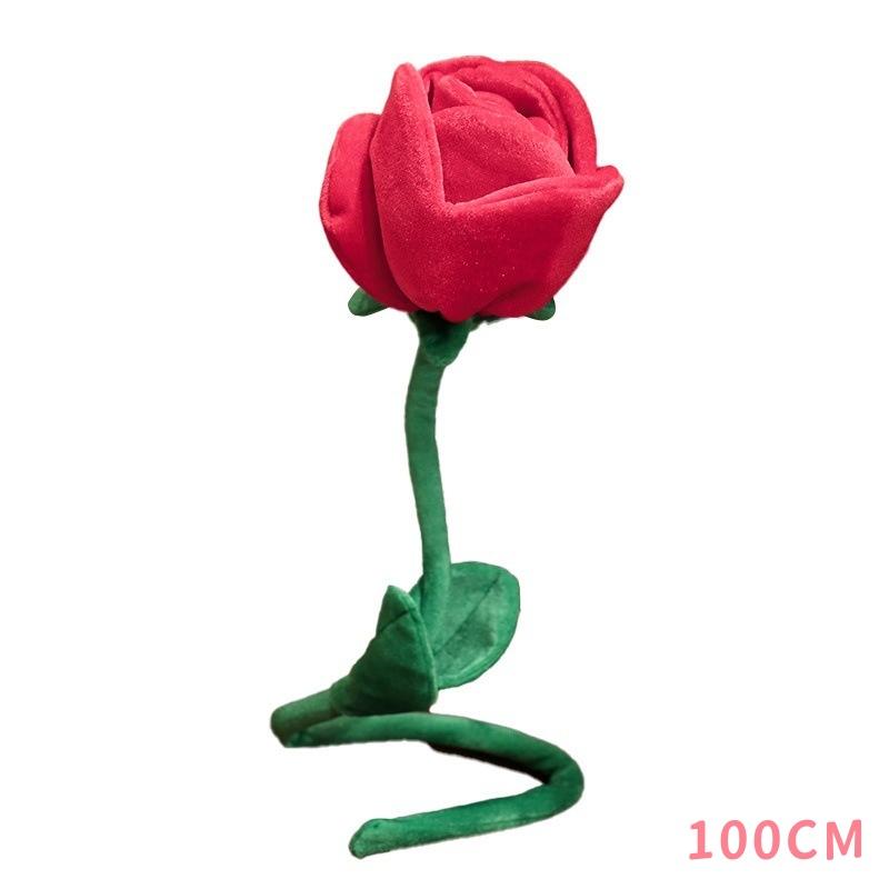85cm/100cm Large Red Plush Artificial Rose Bouquet Stuffed Bendable Bouquet Soft Floral Home Decoration Valentine's Day Gift