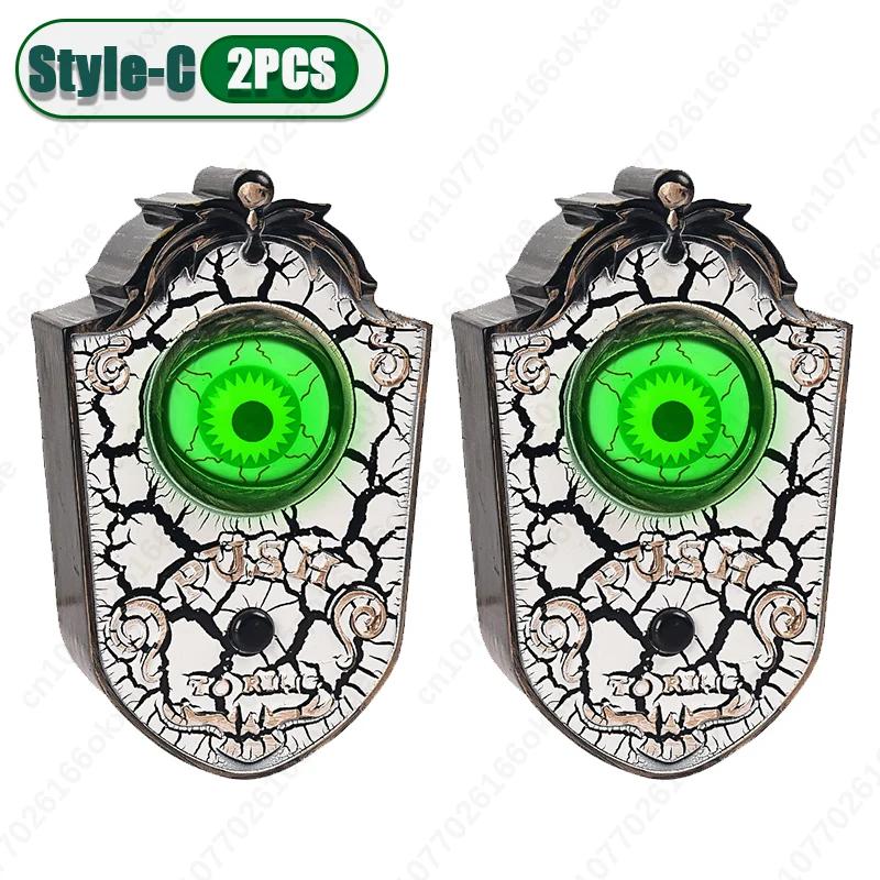 1–3PC Halloween Single Eye Doorbell Decoration Set with Light Up Pumpkin and Skull Pendant for Party Prank Ghost Festival Supply