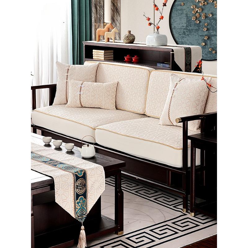 Sofa Cover Non-Slip All Wrapped Cover Chinese Three-Seat Solid Wood Sofa Cushion Four Seasons Universal Sofa Cushion