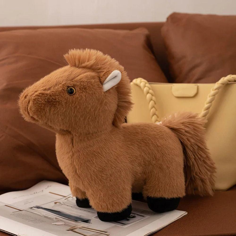 Long Mane Foal Plush Doll Simulation Cartoon Horse Stuffed Toy Horse Plush Keychain  Children